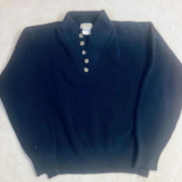 Vintage LL Bean 5 Button Henley Fisherman Sweater Blue Mens Large USA *Flaws - Picture 2 of 10